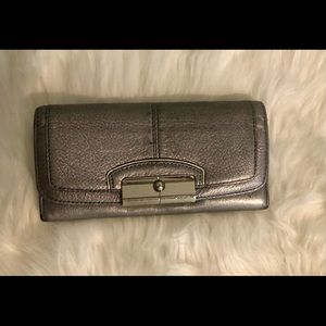 Authentic Silver Metallic Coach Wallet